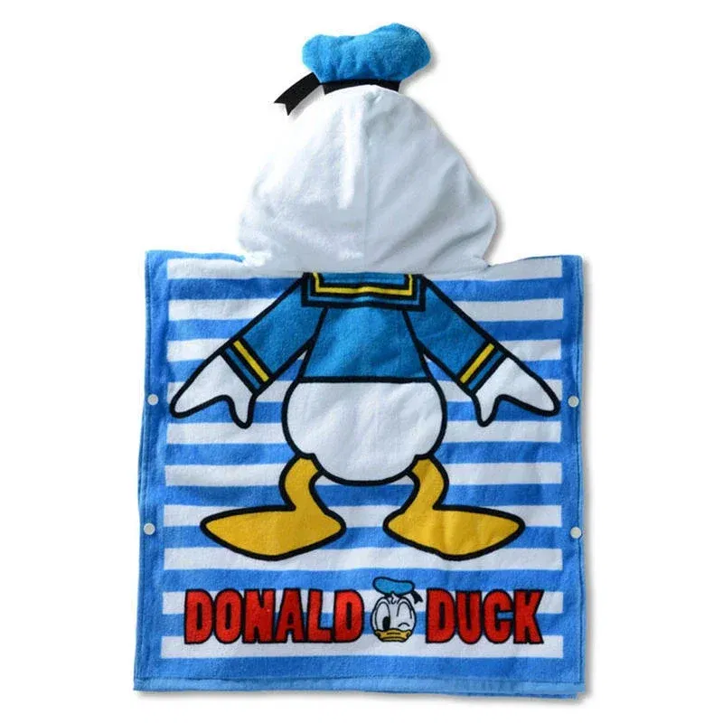 Color: Green - Disney Kids Hooded Bath Towel Child  Breathable Gauze Cloak Beach Towel Mickey Minnie Cartoon Boy Grl BAth Towel 60x120cm