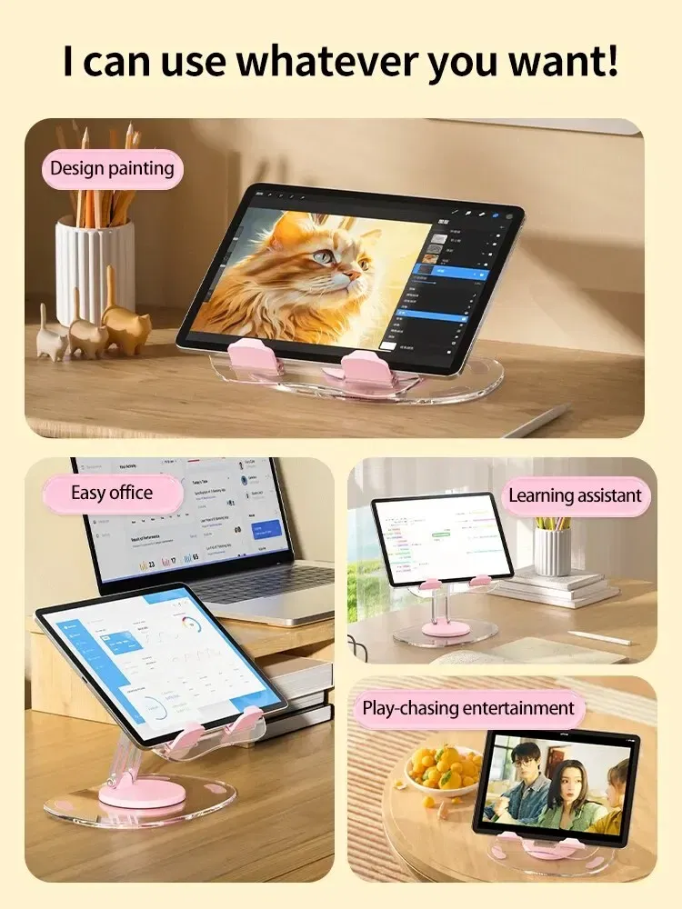 Color: WHITE - 360?° Rotating Mobile Phone Stand Multi-Functional Flat Support Stand Retractable Mobile Phone Stand Desktop