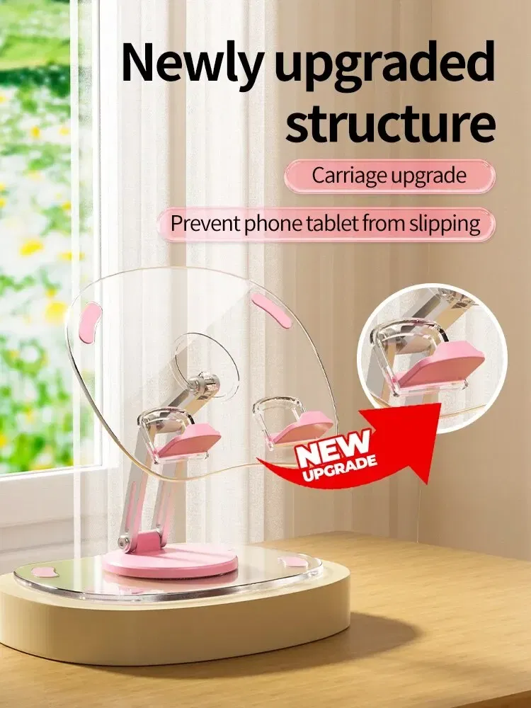 Color: WHITE - 360?° Rotating Mobile Phone Stand Multi-Functional Flat Support Stand Retractable Mobile Phone Stand Desktop