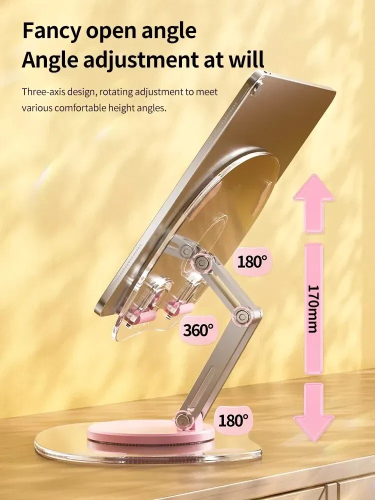 Color: WHITE - 360?° Rotating Mobile Phone Stand Multi-Functional Flat Support Stand Retractable Mobile Phone Stand Desktop