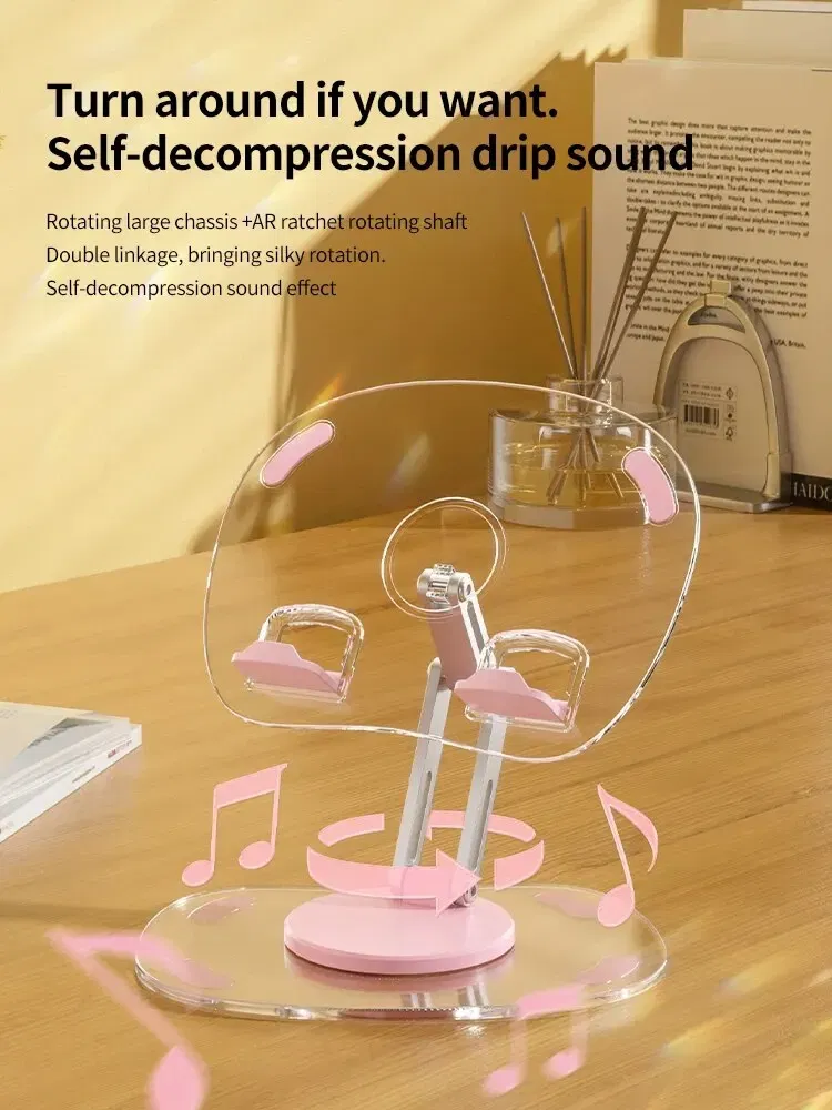 Color: WHITE - 360?° Rotating Mobile Phone Stand Multi-Functional Flat Support Stand Retractable Mobile Phone Stand Desktop