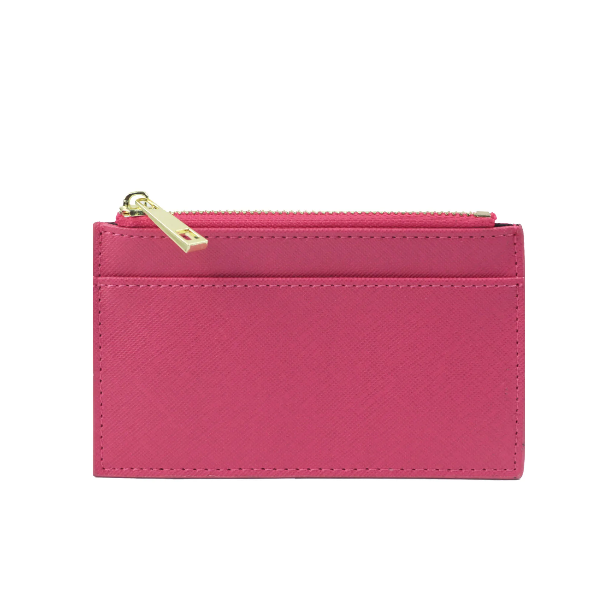 Color: Brown - Custom Name Saffiano Leather Zip CardHolder Multiple Colors Ultra Thin Coin Purse Drop Shipping Small  Women Credit Card Wallet