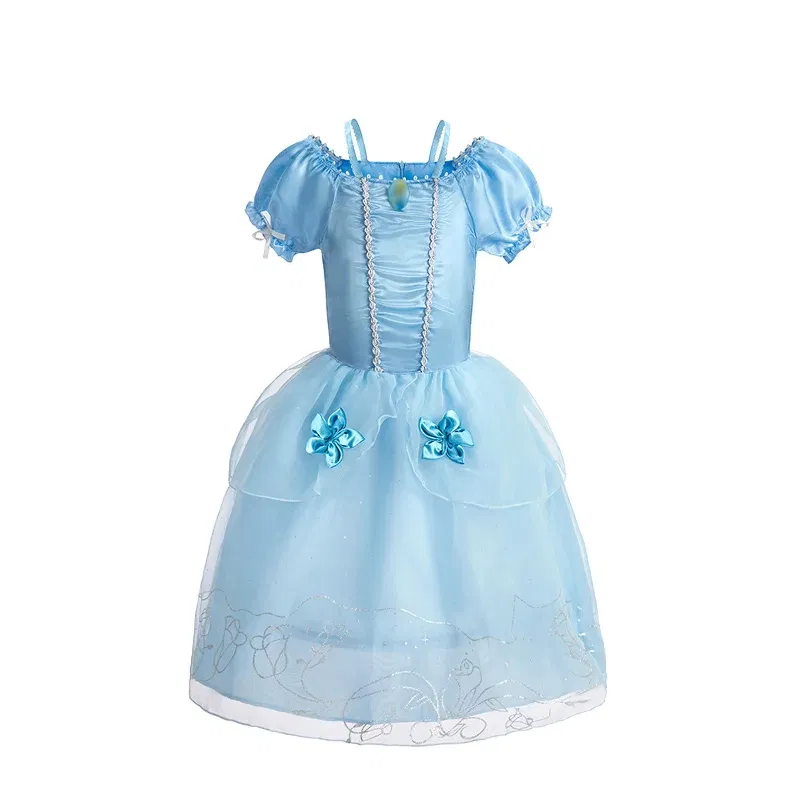 Color: Beige, Kid Size: 2T - Disney Deluxe Elegant Rapunzel Princess Ball Gown Fancy Birthday Party Dress Cinderella Vestidos Costume Play Carnival Apparel