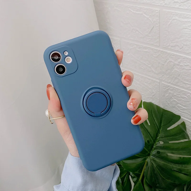 Color: PURPLE, Compatible-Phone Models: For iPhone 12 Mini, Ships From: CN - With Ring Holder Shockproof Case For IPhone 16 15 14 13 12 11 Pro Max Silicone TPU Soft Back Cover