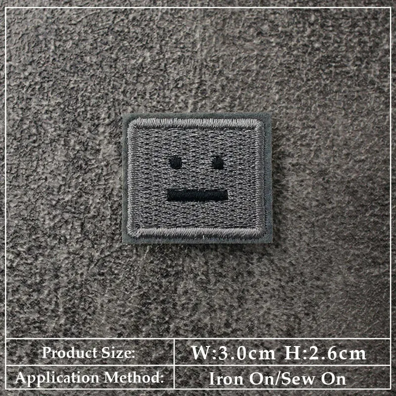 Color: Brown - Square Expression Embroidered Applique Patches Fabric Garment Apparel Clothing Accessories Embroidery Badges Pink Black White