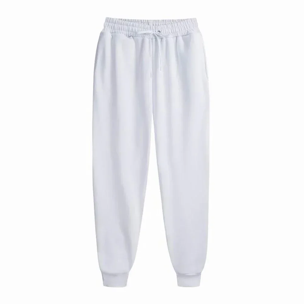 Color: Beige, Size: S - Men's Casual Sweatpants Fleece Sports Pants Unisex Fashion Solid Loose Trousers Streetwear Autumn Winter Jogging Fitness Pants