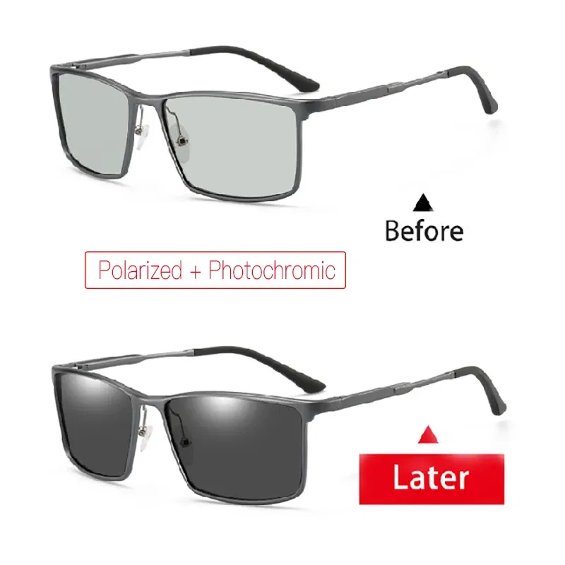 Lenses Color: Yellow, Frame Color: Red - Men's sunglasses myopia with diopter polarized  prescription glasses UC400 retro anti-glare driving goggles square black shades