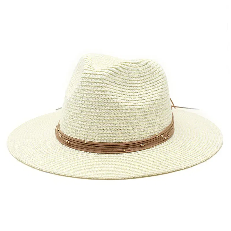 Color: Lavender, Size: L - Big Size 60CM New Straw Hat 7cm Brim Summer Cooling Beach Sun Hat Outdoor Party Panama Jazz Hat Sombreros De Mujer