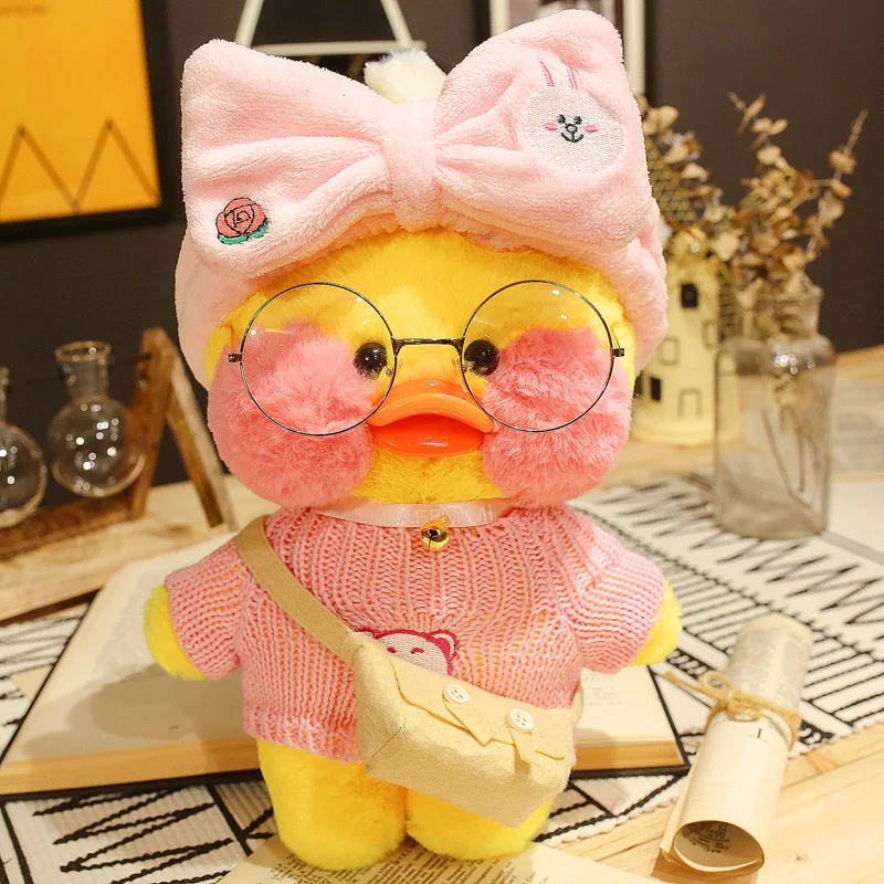 Color: black, Height: 11cm-30cm - 30cm Kawaii Lalafanfan Duck Plush Toy Cartoon Lalafanfan Duck Doll Soft Stuffed Animal Plushie Birthday Gifts For Girl Children