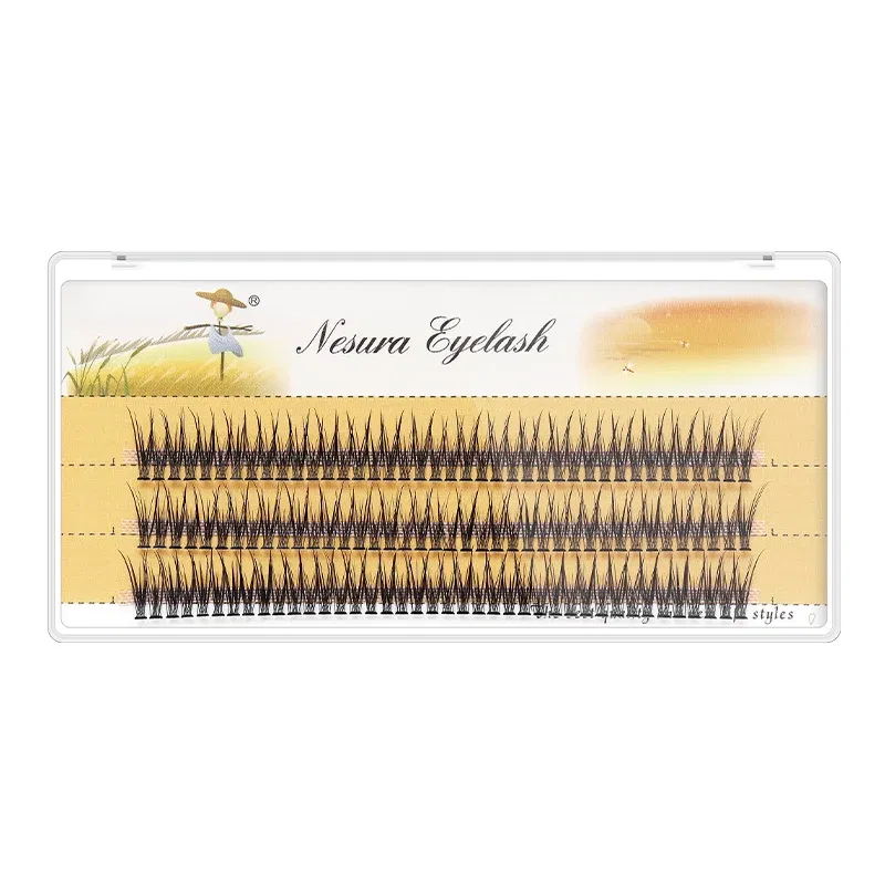 Length: 10mm - Grafting World Natural Slender Cross Simulation Thick Fish Tail Single Cluster Hair Soft Curly Swallow Tail False Eyelashes
