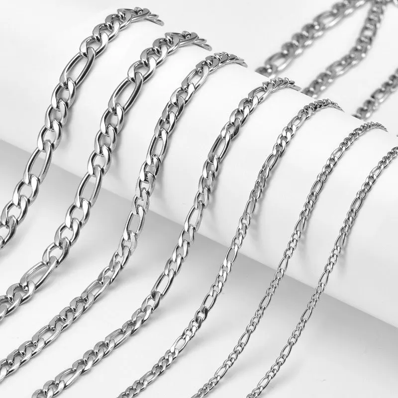 Gem Color: Caramel, Length: 45cm - 925 Sterling Silver 40-75cm Figaro Chain Necklace Men Women Fashion Simple Chain Wedding Christmas Gift Jewelry Accessories