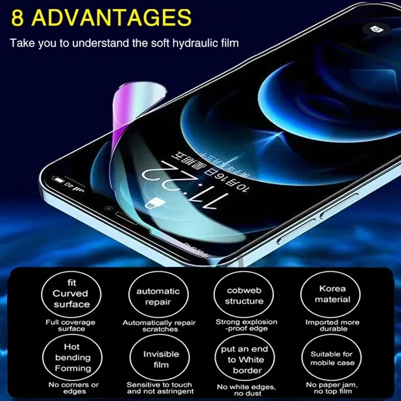 Color: Silver, Bundle: Bundle2 - 2Pcs Hydrogel Film for IPhone 12 13 Pro Max Mini Screen Protectors for IPhone 11 14 Pro XS Max X XR 6 6s 7 8 Plus SE Not Glass