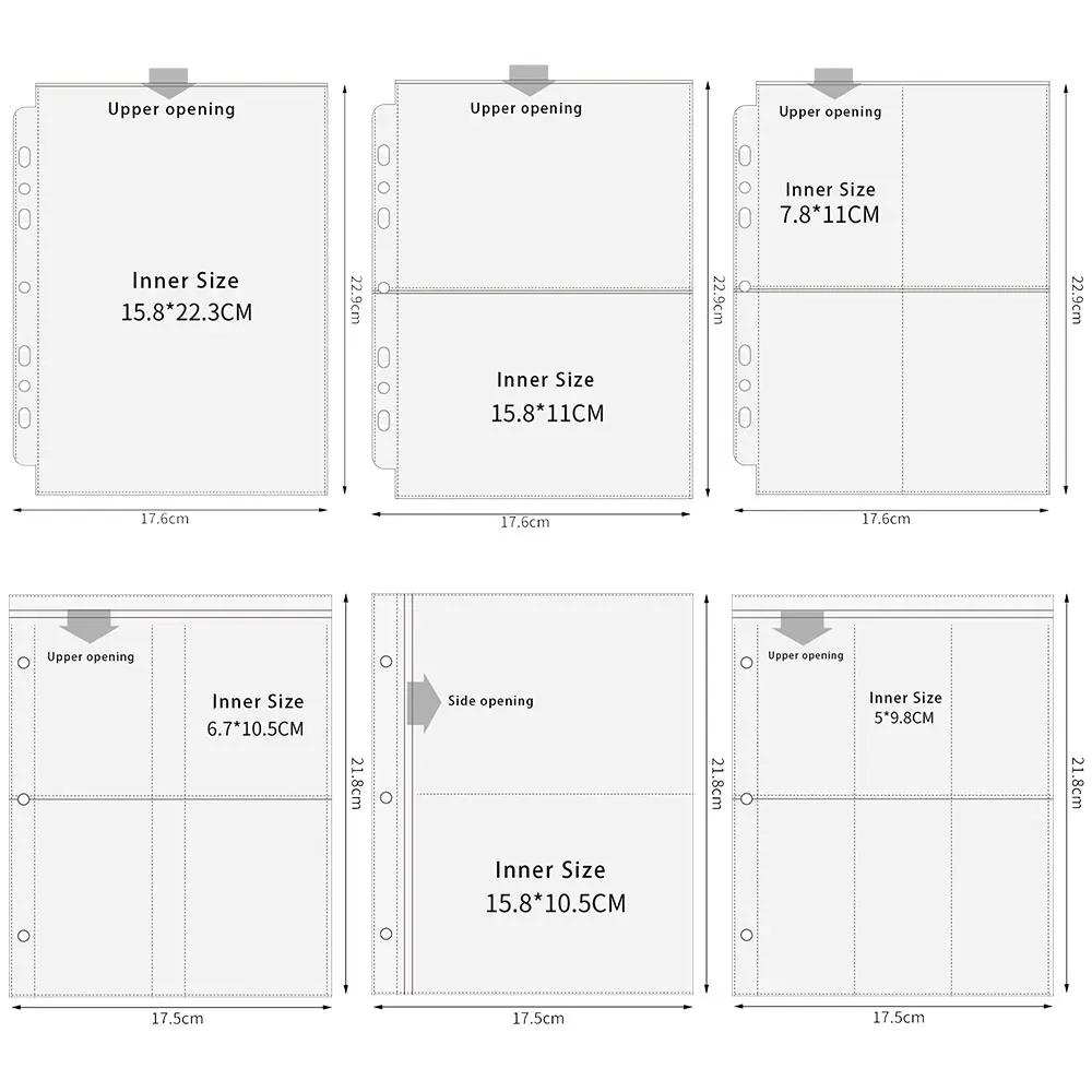 Color: Red - A5 3/7 Ring Photocards Binder Sleeve 1/2/4/6 Pockets Clear Acid Free 6x4 Photo Album Refill Pages Trading Card Postcard Sleeve