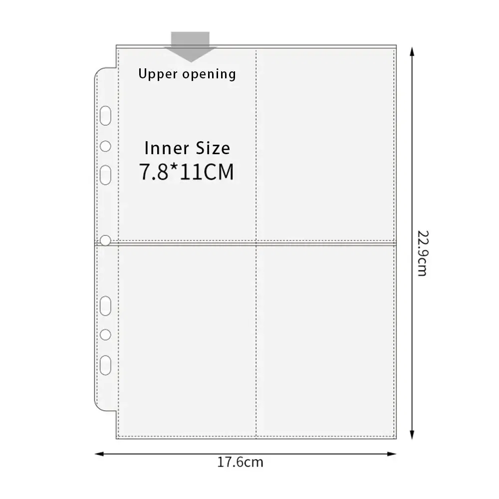 Color: Red - A5 3/7 Ring Photocards Binder Sleeve 1/2/4/6 Pockets Clear Acid Free 6x4 Photo Album Refill Pages Trading Card Postcard Sleeve