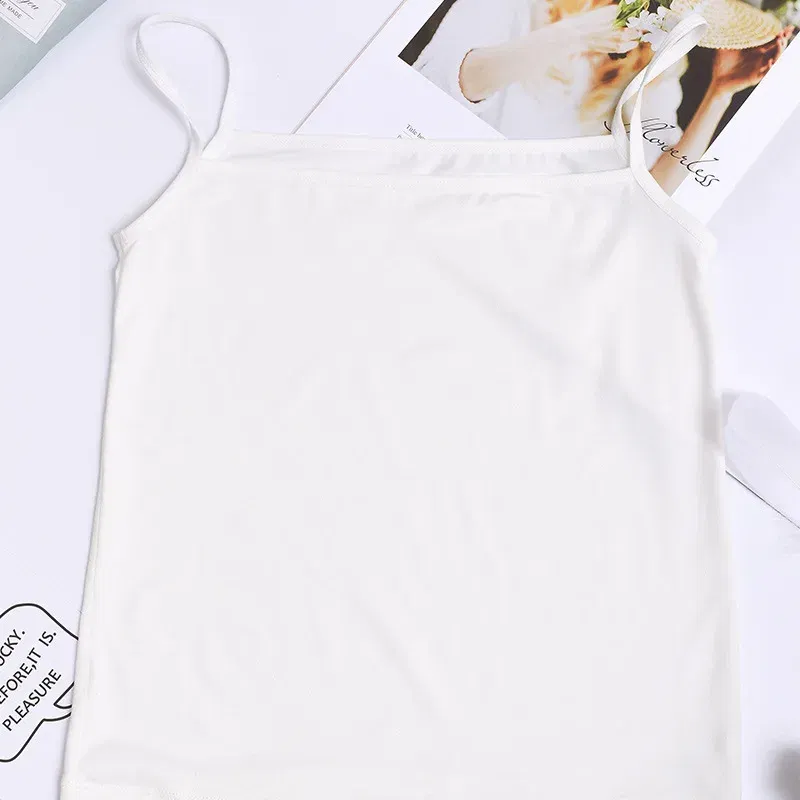 Color: WHITE, Size: One Size, Ships From: CN - Women's Camisole Women's Bottoming Milk Silk Texture Comfortable Cool Shirts Women's Sexy Slim Slim Underwear