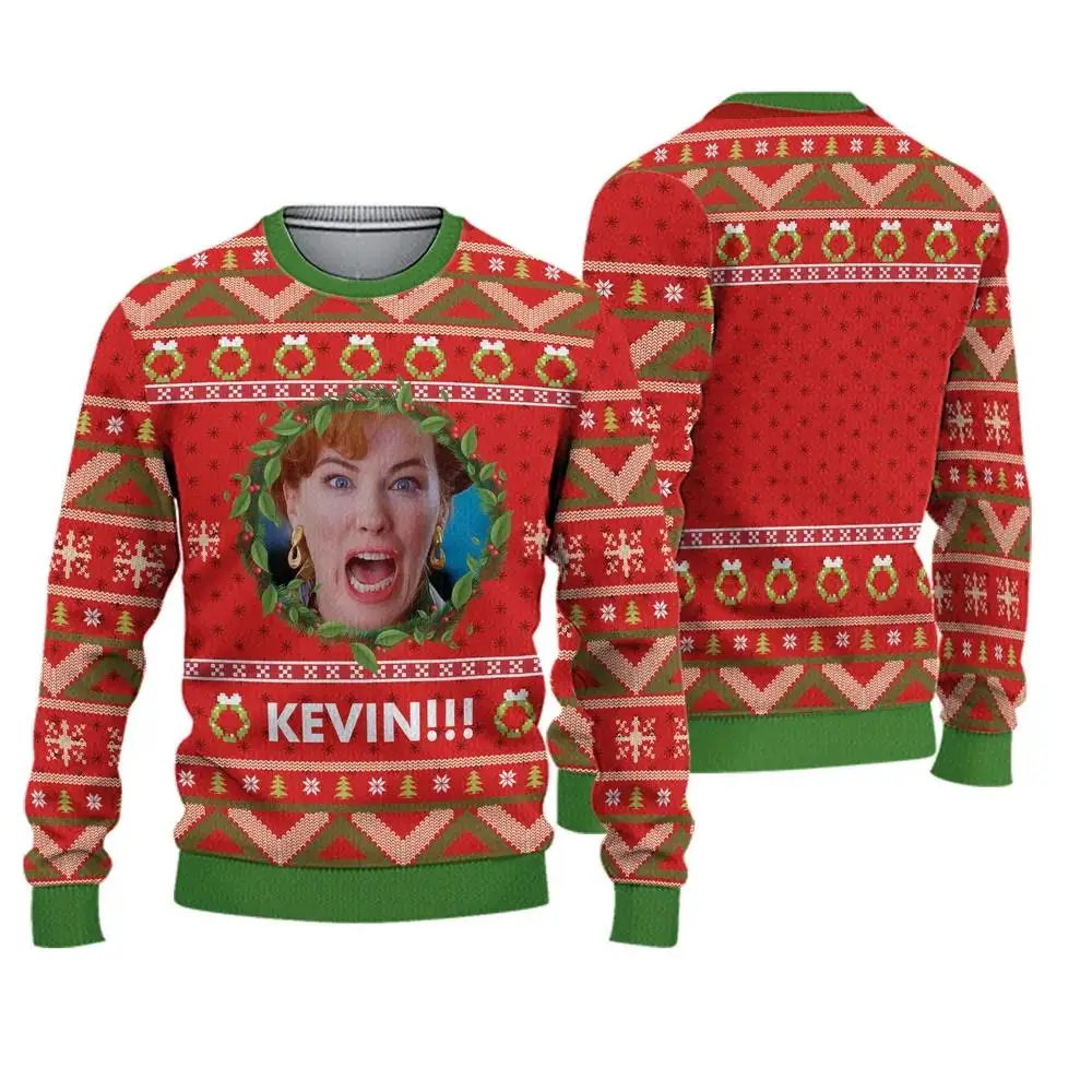 Color: Brown, Size: M - New Style Sweatshirt For Spending Christmas Alone At Home Ugly Christmas Pullover 2026 Fashionable Casual Couple Sweatshirts