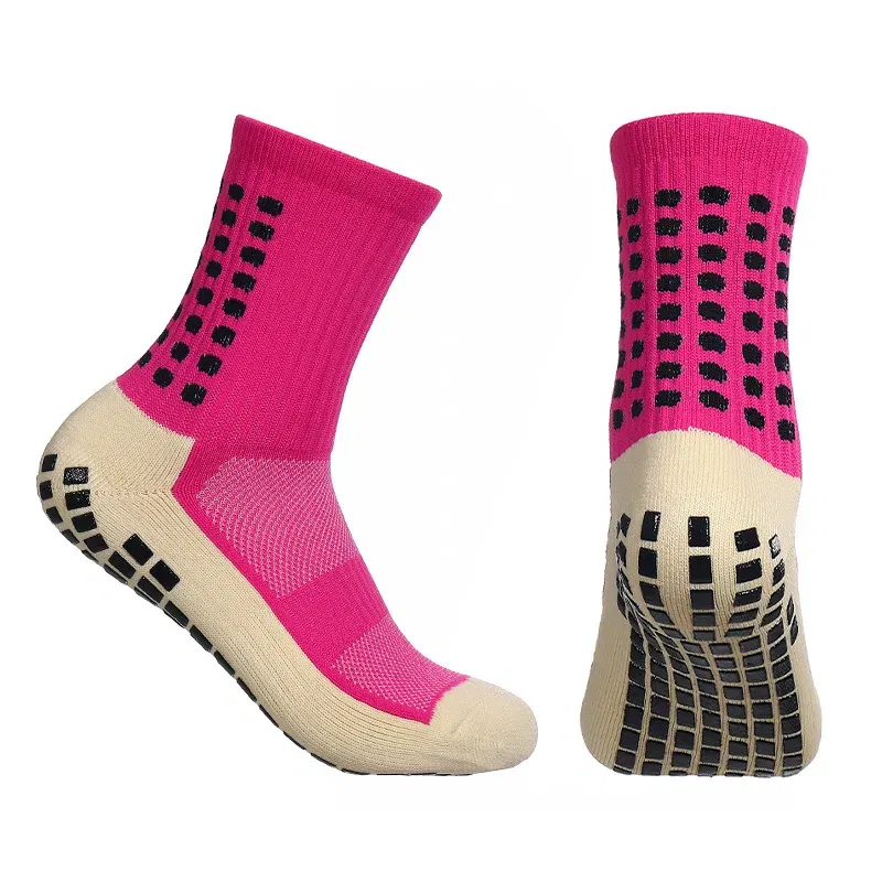 Color: Pink - Anti-Slip Football Socks Men Women Sports Socks Breathable Silicone Bottom Soccer Outdoor Sport Running Cycling Grip Socks