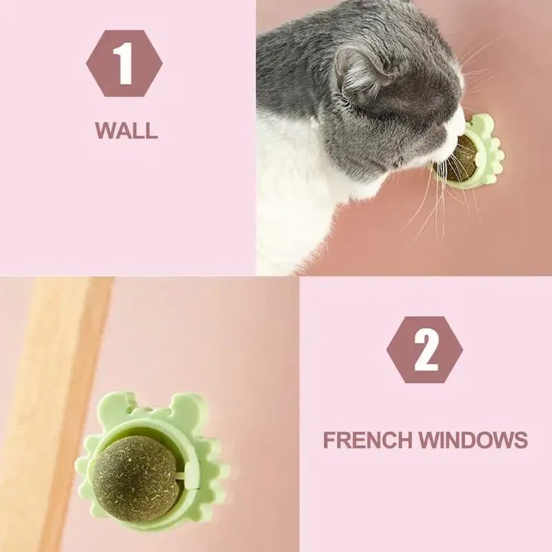 Color: Green, Ships From: CHINA - Catnip Wall Ball Safe Edible Cat Licking Toy Cat Chew Toy Teeth Cleaning Cat Bite Toy Removable Catnip Licking Toys For Cats
