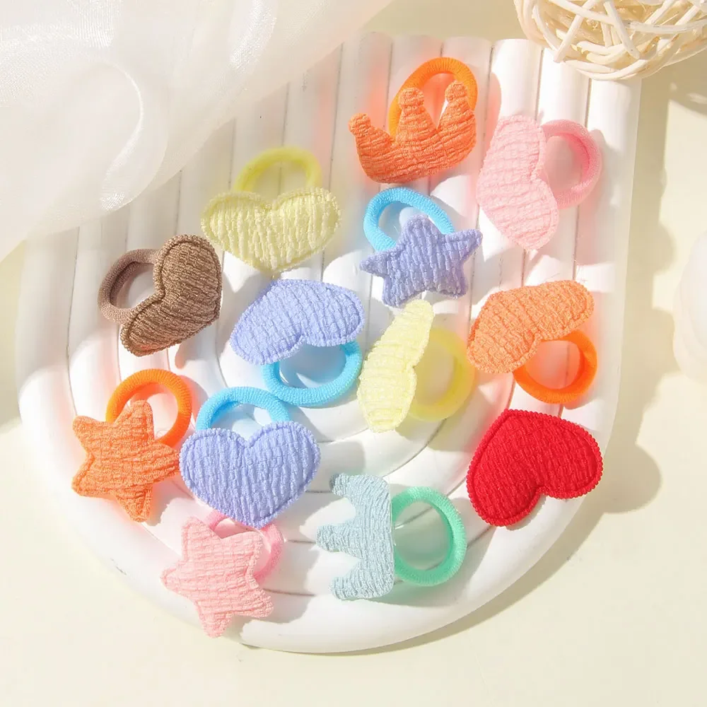 Color: Dark Grey - 10/30pcs girls star butterflies children's hairband harmless hair cute towels rope ponytail rack children's rubber band headwear
