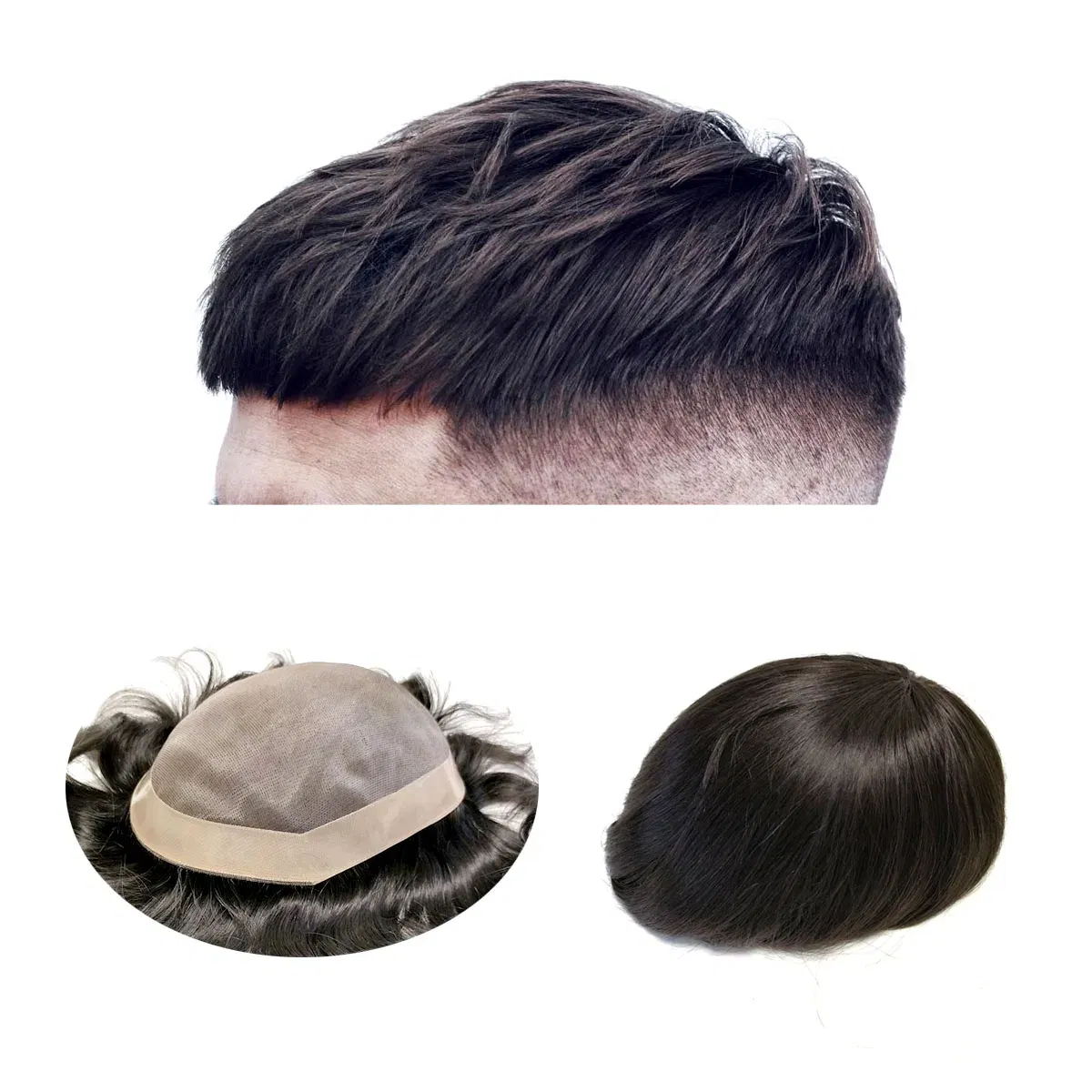 Toupee Color: 1b#, Toupee Density: 130%, Length: 8 inches, Ships From: CN, Toupee Size: 5x7, Toupee Design: free - Hywel 6 Inches Fine Mono Men Toupee Hair Capillary Prosthesis Hair Male Man Hair System for Men 100% Natural Hair Wig