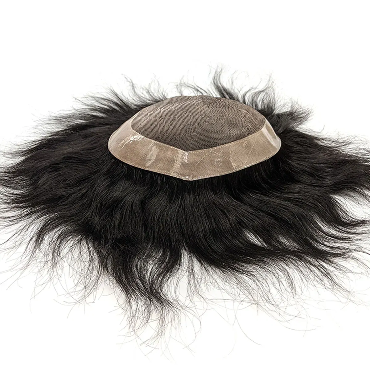 Toupee Color: 1b#, Toupee Density: 130%, Length: 8 inches, Ships From: CN, Toupee Size: 5x7, Toupee Design: free - Hywel 6 Inches Fine Mono Men Toupee Hair Capillary Prosthesis Hair Male Man Hair System for Men 100% Natural Hair Wig