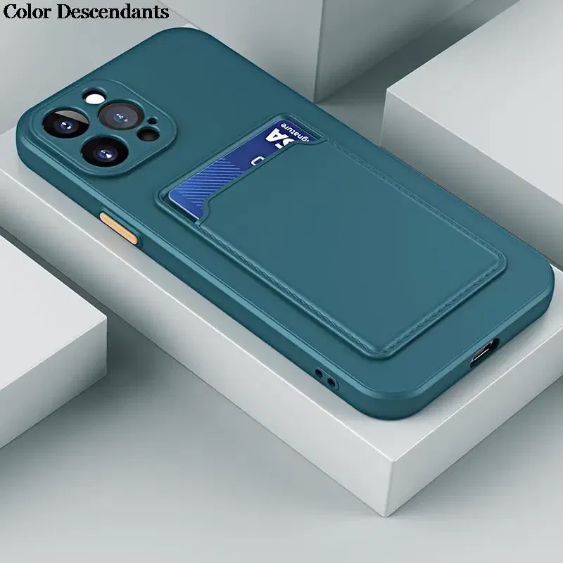 Color: Dark Grey, Material: Silicon - Card Holder Wallet Case For Samsung Galaxy A32 A53 A33 A13 A52 5G Case on A72 A22 A12 A51 A71 Shockproof Liquid Silicone Cover