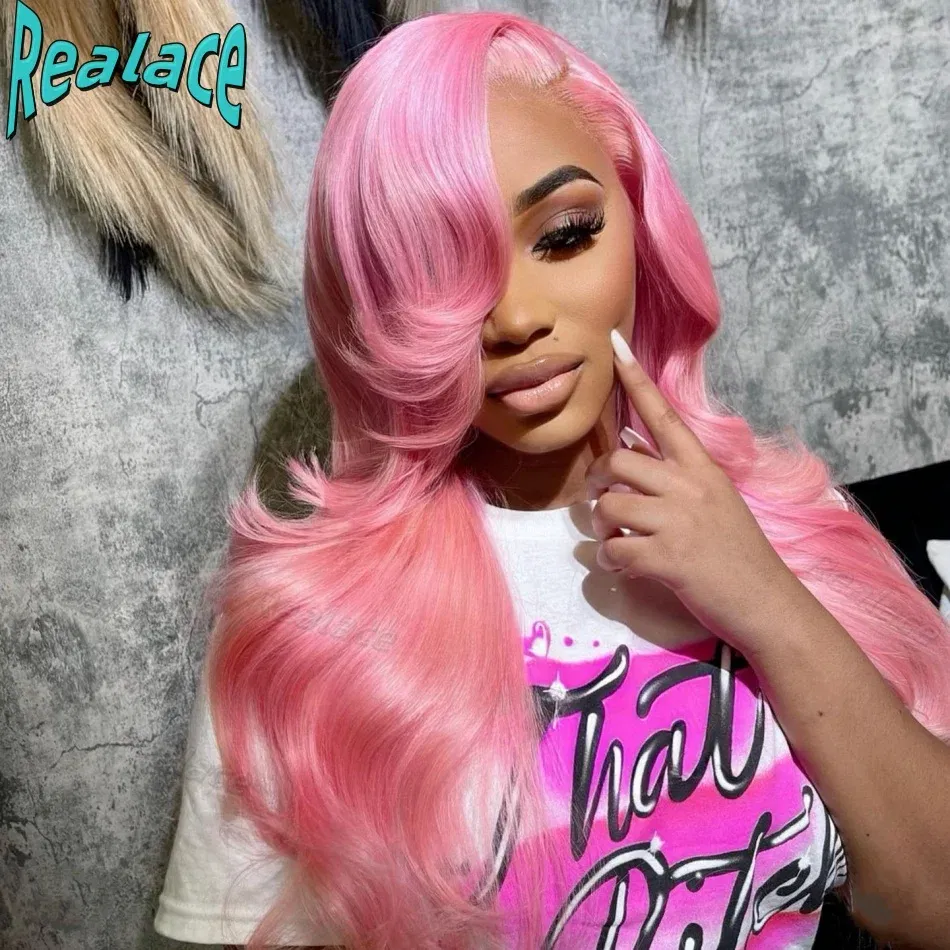 Stretched Length: 30inches, Density: 270%, Ships From: CHINA, Lace Size: 13x6 - 13x4 Body Wave Pink Lace Front Wig Human Hair 13x6 Hd Lace Frontal Wigs For Black Women Transparent Preplucked 613 Colored Wig