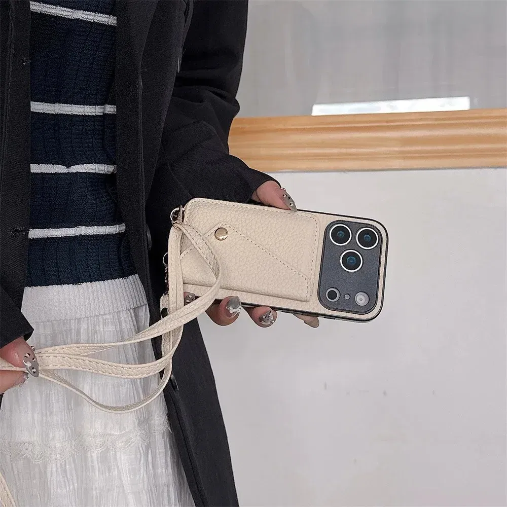 Material: Carbon Fiber, Color: Blue - Crossbody wallet card holder phone case For iPhone 17Air 16, 15, 14, 13, 12, 11 Pro Max, XR with lanyard protective cover