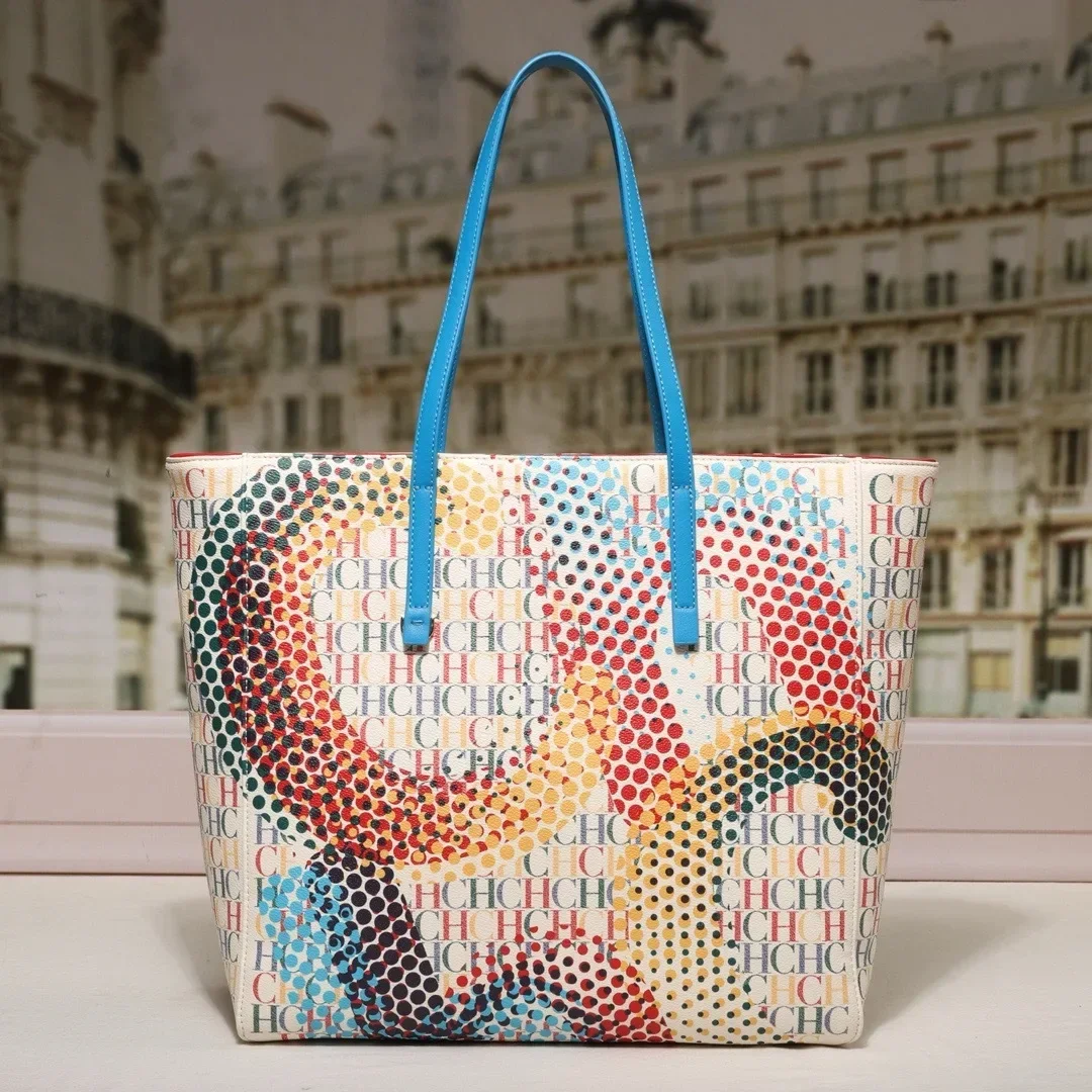 Color: Blue - Fashion Luxury Unique Leather Tote Bag with Fashionable Letter Logo Best for Women's Shopper Purposes
