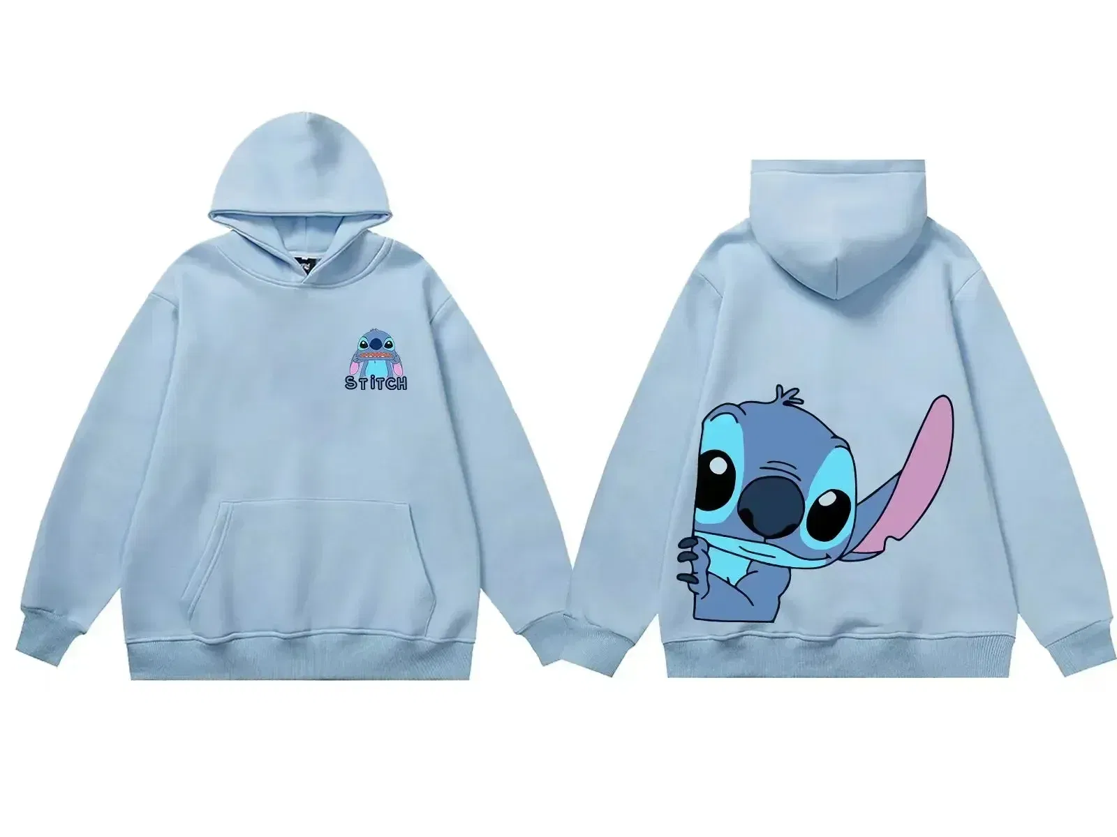 Color: Orange, Size: 8T - Disney Hoodie Fashion Stitch Angel Monster Letter Cartoon Sweatshirt Pullover Cute Harajuku Unisex Women's Pocket Top