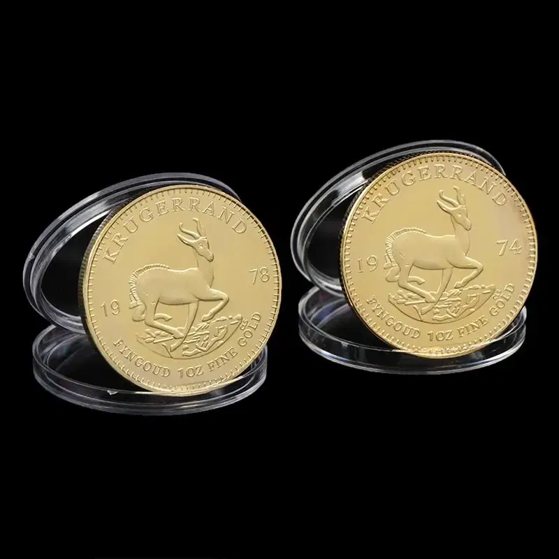 Color: light yellow - 1PC 1974/1978/2021 South African Gold Krugerrand Coin 4cm Gold Coin Replica Cosplay Prop