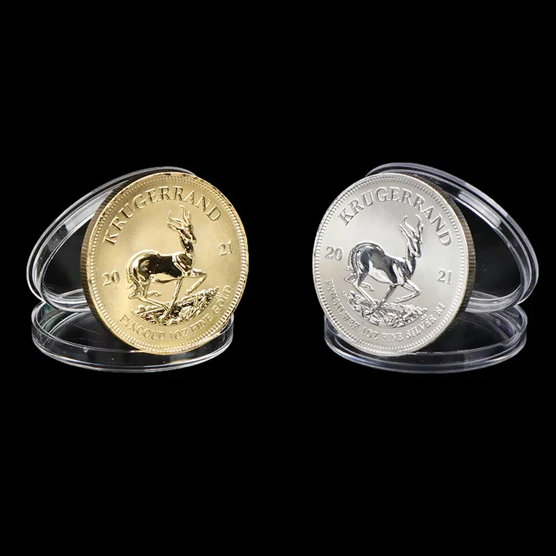 Color: light yellow - 1PC 1974/1978/2021 South African Gold Krugerrand Coin 4cm Gold Coin Replica Cosplay Prop