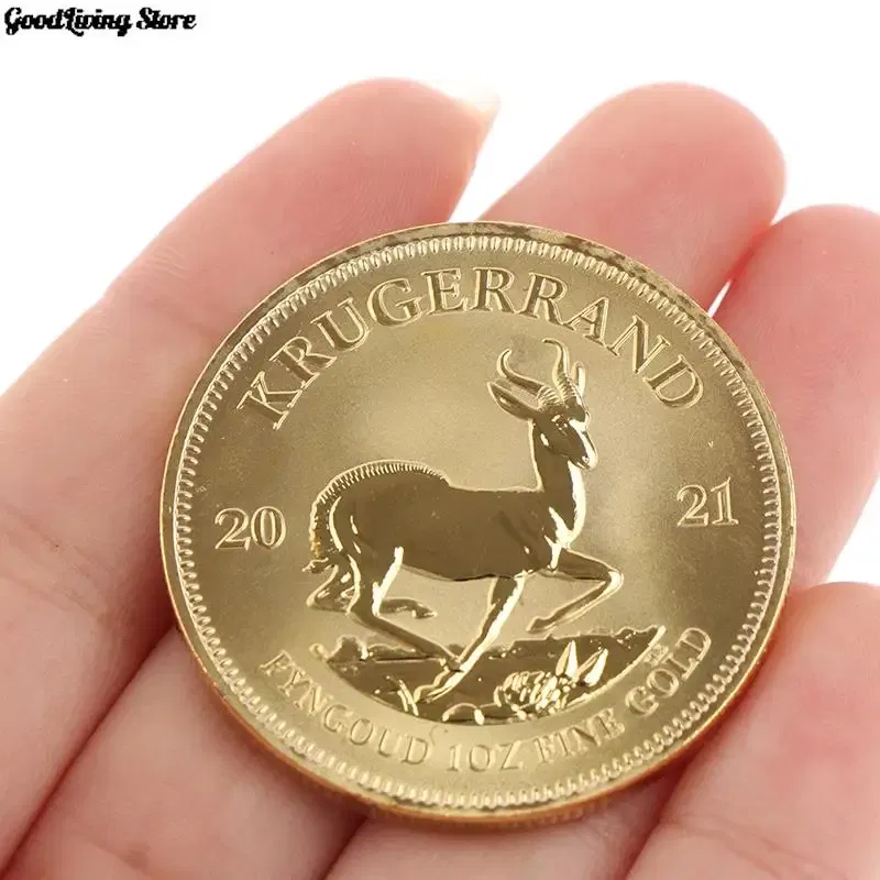 Color: light yellow - 1PC 1974/1978/2021 South African Gold Krugerrand Coin 4cm Gold Coin Replica Cosplay Prop