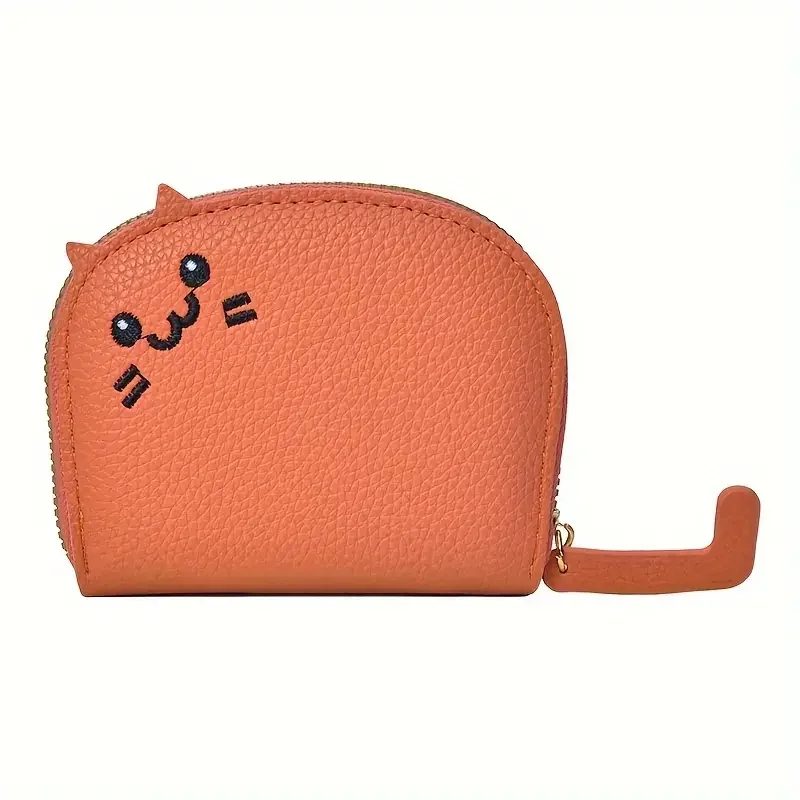 Color: Coffee - Cartoon Cat shaped design Wallet Women's Multi-card slots Holder Cute Fashion Faux Leather Coin Purse Creative ID Card Holder
