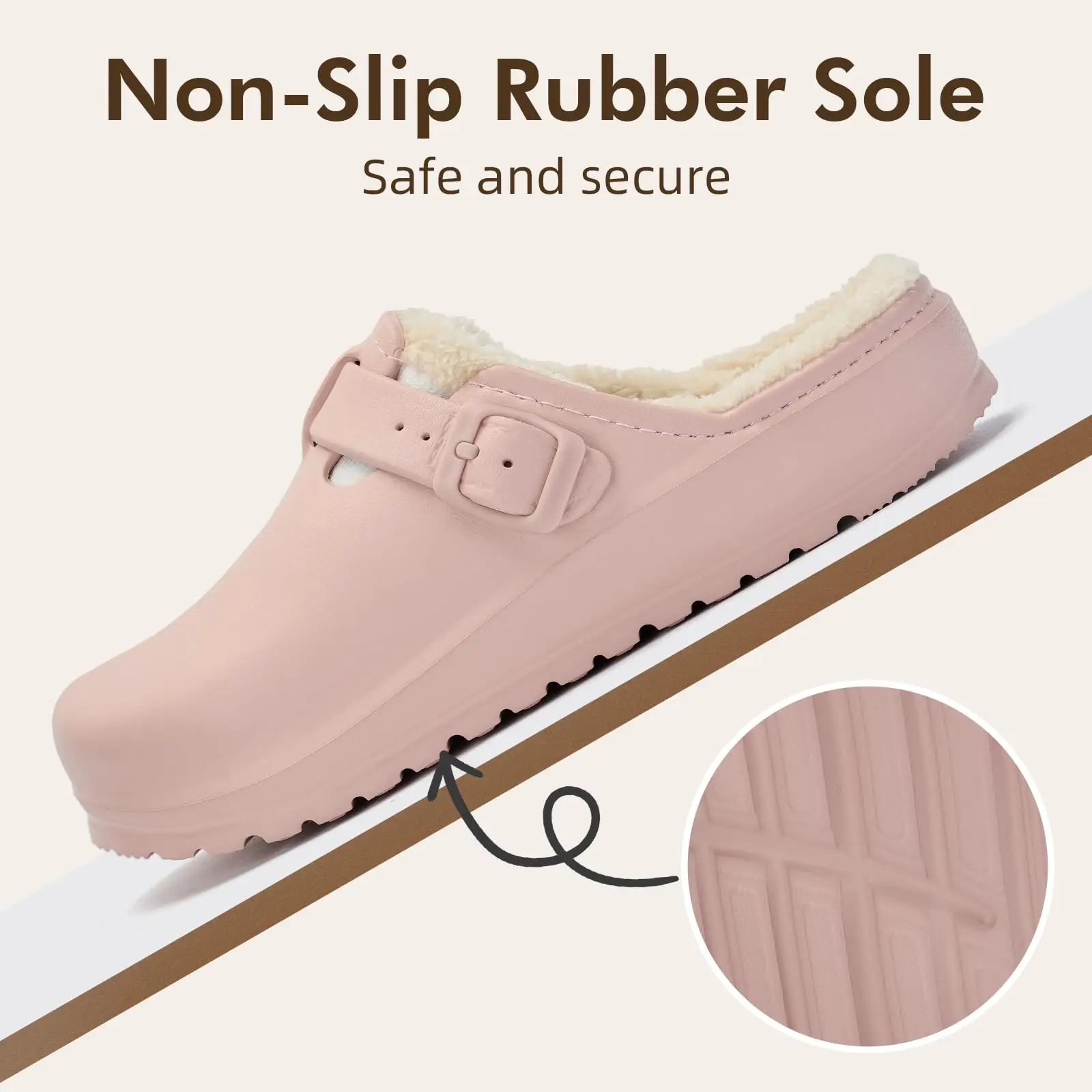 Color: Beige, Shoe Size: 45, Ships From: CHINA - Asgard Fur Women Slippers New Anti-slip Waterproof Plush Lined Outdoor Garden Shoes Winter Fluffy Shoes Warm Fuzzy House Slides