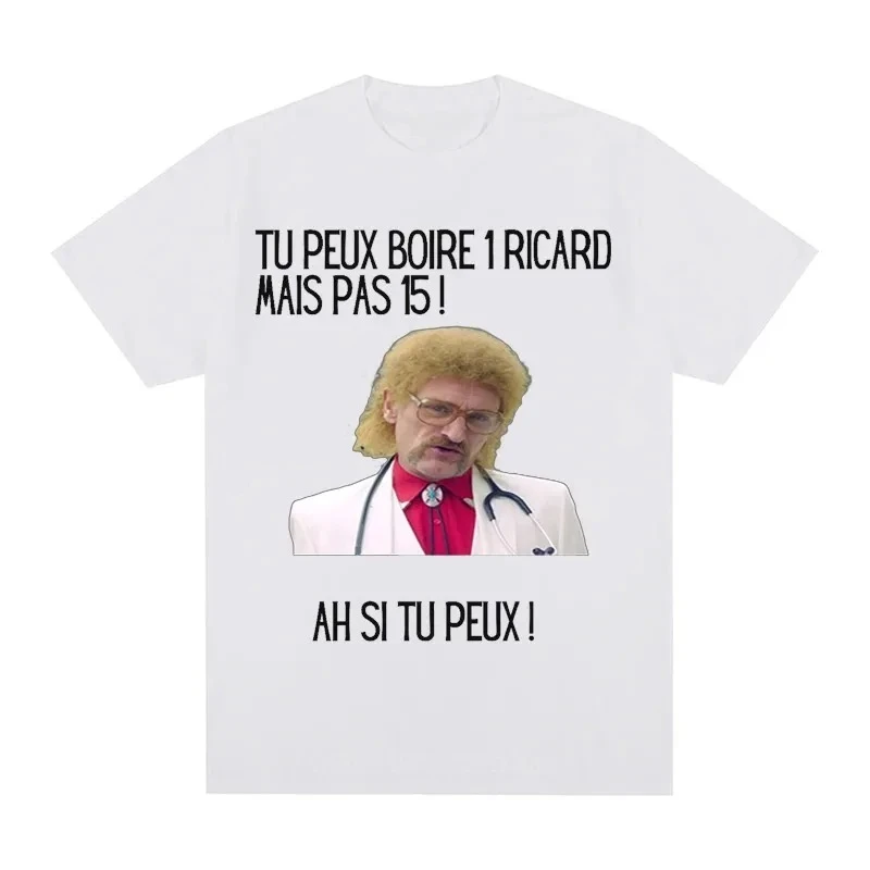 Color: milky, Size: L - Funny Cotton T-shirt Print You Can Drink A Ricard But Not 15 Graphic Black Classic Tops Summer Short Sleeve Premium Tees 01336