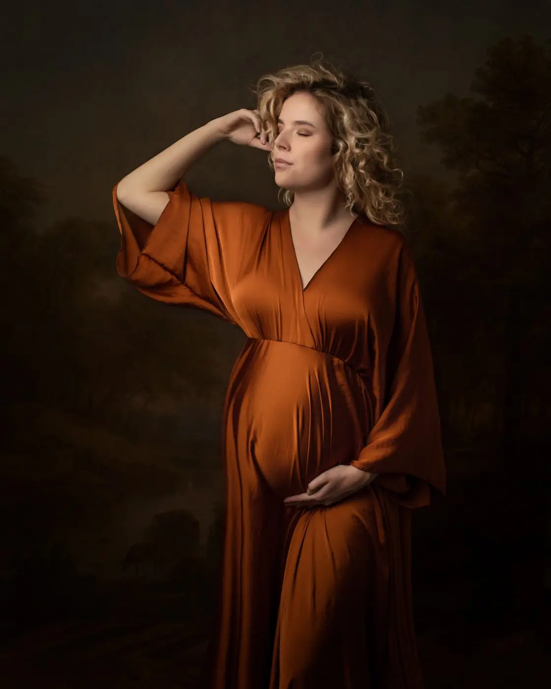 Color: Blue - Boho Maternity Photography Props V Neck Dresses Free Size Adjustable Soft Pregnancy Photo Shoot Sides Slit For Baby Shower