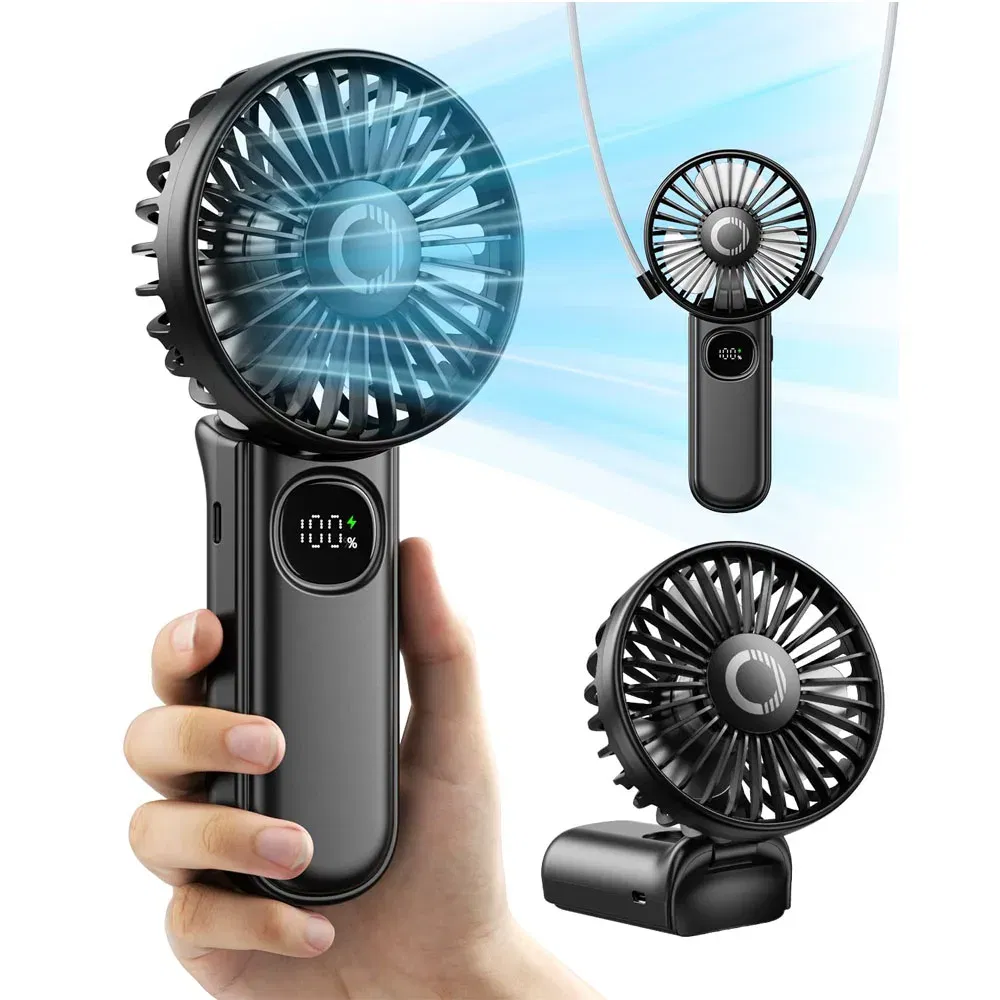 Color: Lavender - coldSky Handheld Fan Foldable Portable Fan with LED Display 3000mAh Battery Operated Mini Hand Held Fan for Travel Beach Outdoor