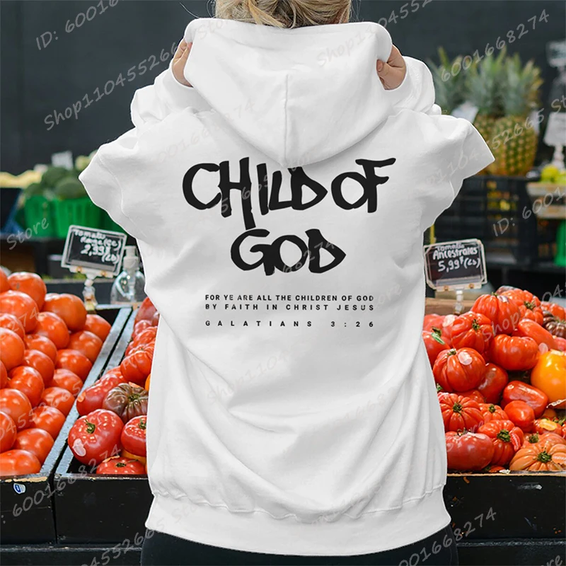 Color: green, Size: M - I Am A God Child Letter Print Hoodies Christian God Sweatshirts Hooded Pullover Pray The Lord Sweatshirt Women's Clothing