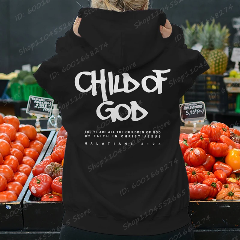 Color: green, Size: M - I Am A God Child Letter Print Hoodies Christian God Sweatshirts Hooded Pullover Pray The Lord Sweatshirt Women's Clothing