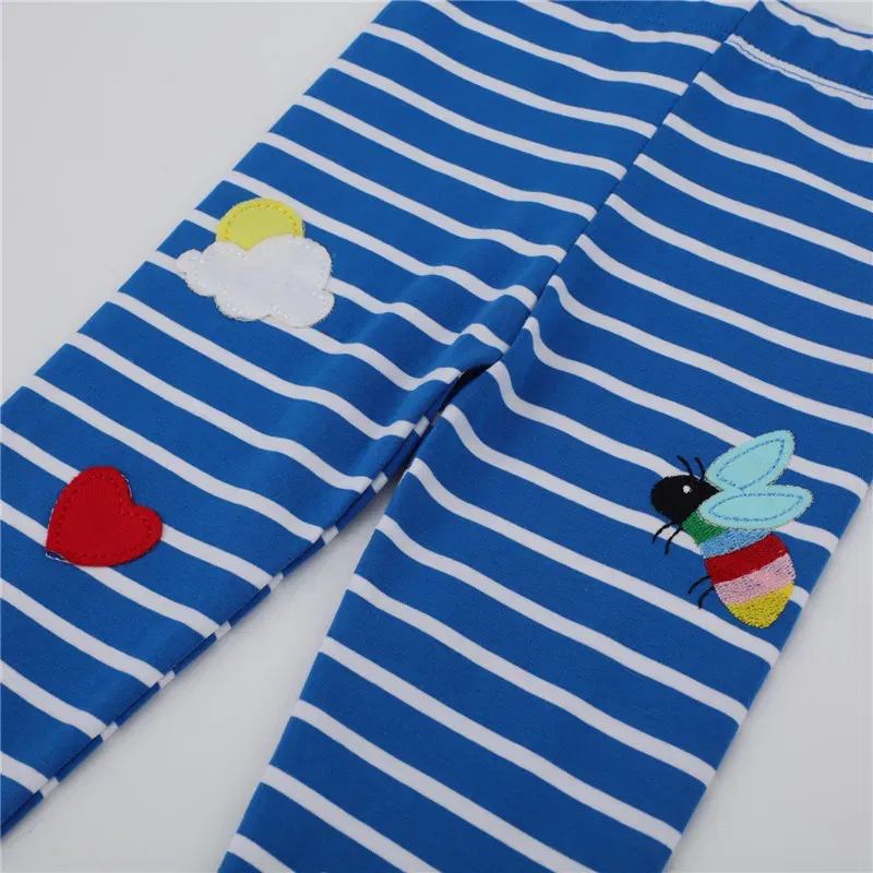Color: Pink, Kid Size: 18M - Jumping Meters New Arrival Girls Leggings Pant With Bee Embroidery Fashion Stripe Kids Skinny Pants Toddler Kids Pencil Pant