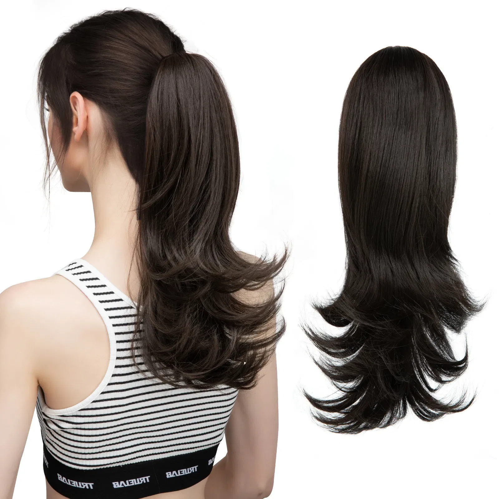 Color: 1B/27HL, Bulk Buy: 1pc, Stretched Length: 14inches - Synthetic Claw Clip In Ponytail Hair Extensions Wavy Hairpiece 14" Fake Blonde Black Hair False Pigtail With Elastic Band