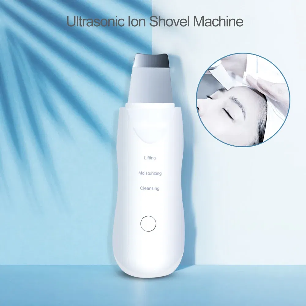 Color: green - Ultrasonic Skin Scrubber Scrubber Deep Vibrate Facial Cleaner Shovel Face Scrubber Peeling Black Head Remover Facial Massager