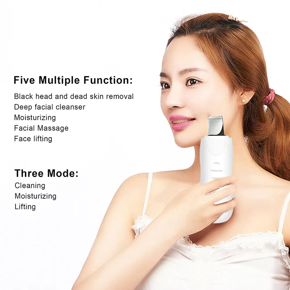Color: green - Ultrasonic Skin Scrubber Scrubber Deep Vibrate Facial Cleaner Shovel Face Scrubber Peeling Black Head Remover Facial Massager