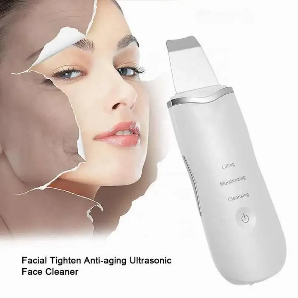 Color: green - Ultrasonic Skin Scrubber Scrubber Deep Vibrate Facial Cleaner Shovel Face Scrubber Peeling Black Head Remover Facial Massager