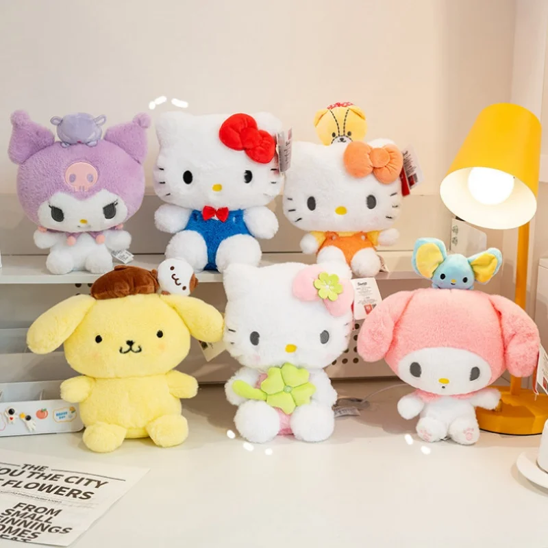 Color: PURPLE - 20-25cm Genuine Sanrio characters My Melody Kuromi Cinnamoroll Kt Cat Plush Toy Anime Stuffed Animals Christmas Birthday Gifts