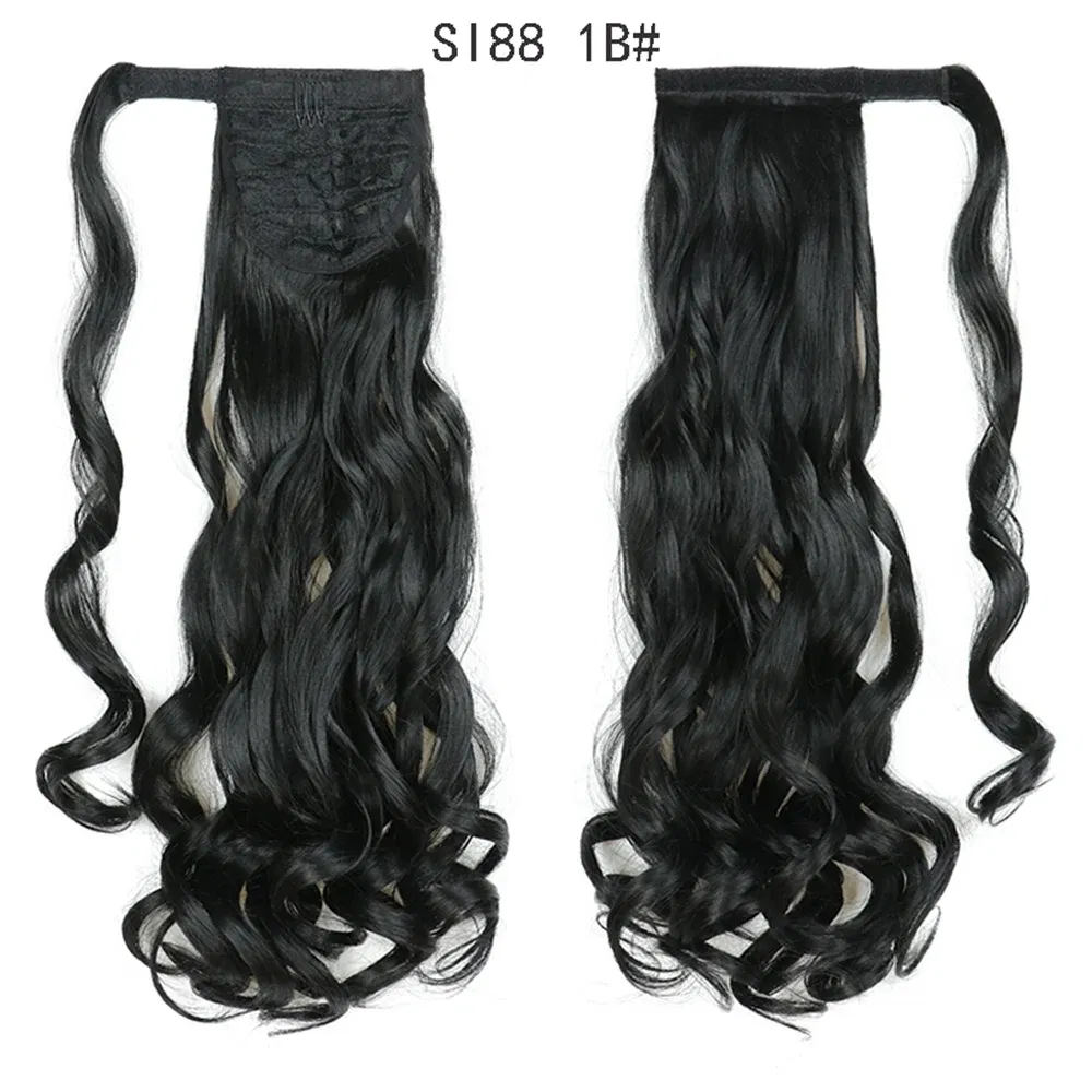 Color: T1B/30 - LINWAN Synthetic Long Straight Wrap Around Clip In Ponytail Hair Extension Heat Reistan Pony Tail Fake Hair