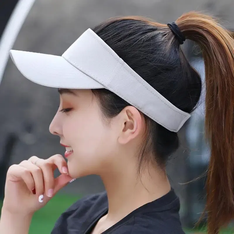 Color: Black - Sun Hat Women Baseball Cap Summer White Sun-Proof Caps Empty Top Visors Seaside Outdoor Sport Tennis Golf Hat