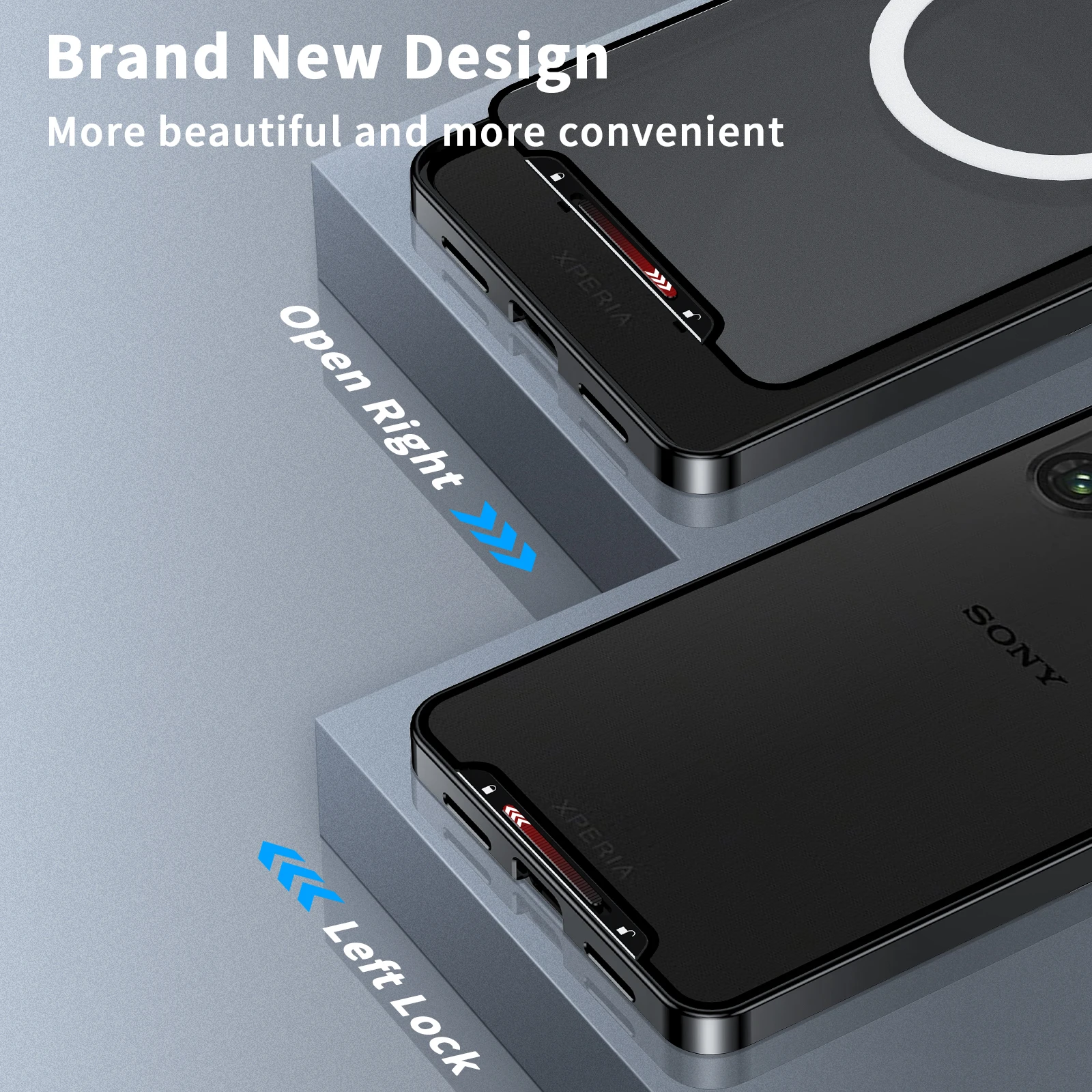 Color: Silver, Material: ABS - Metal Alloy Magnetic Case For Sony Xperia 1 V 10 IV iii 5 V Aluminum Bumper Frame Clear Transparent Wireless Charger Cover