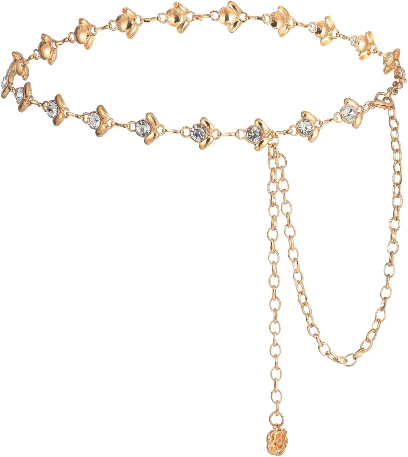 Color: MULTI, Belt Length: 120cm - Metal Chain Belt for Women Cowgirl Western Country Chain Belts Adjustable Concho Belt for Sweaters Dresses Jeans